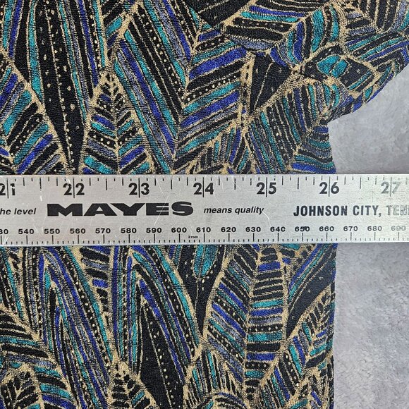 JM Collection Woman 3X layered look blouse Black Multicolor Gold Leaf Pattern - Picture 5 of 12